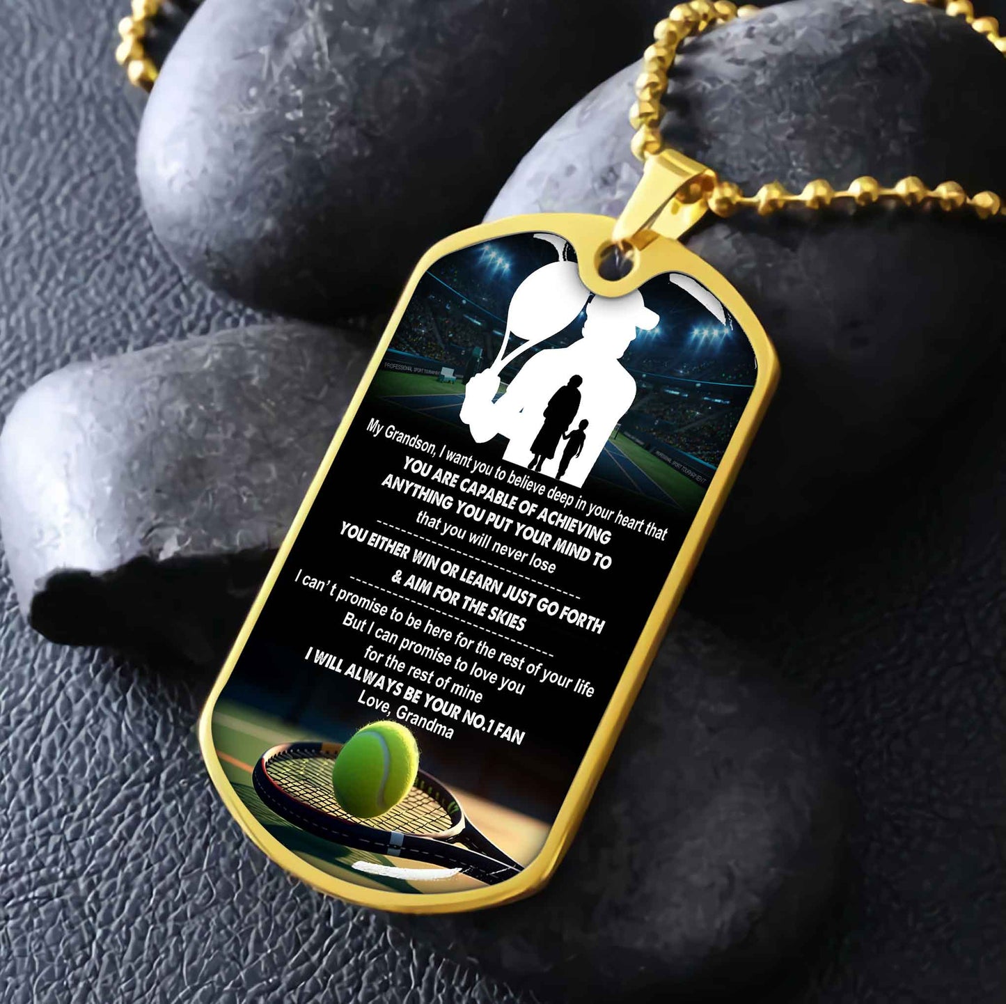 Sport Military Chain 18K Gold Plated Silver Plated To My Grandson From Grandma Motivation Message I Will Always Be Your No 1 Fan