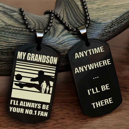 Sport Baseball Personalized Double Sided Dog Tag Granpa To Grandson I Will Always Be Your No 1 Fan - Anytime Anywhere I Will Be There