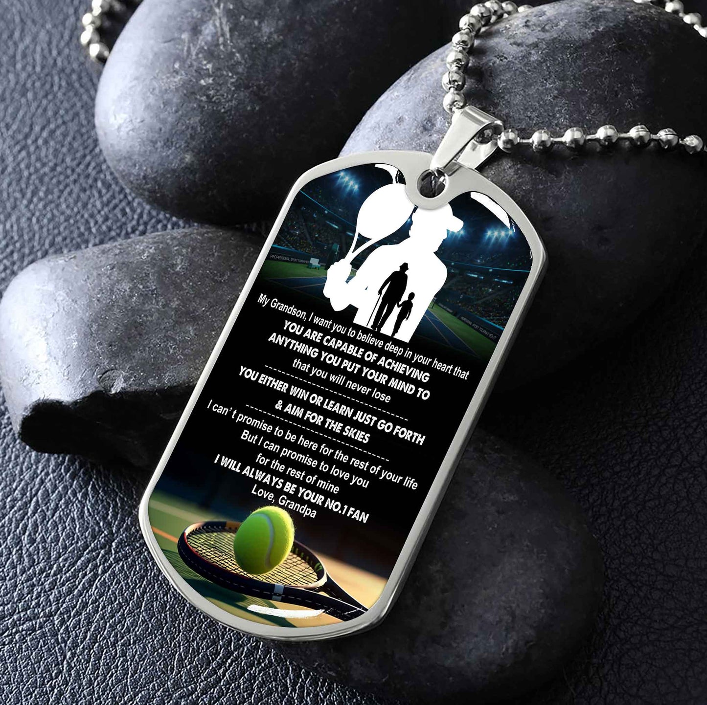 Sport Military Chain 18K Gold Plated Silver Plated To My Grandson From Grandpa Motivation Message I Will Always Be Your No 1 Fan