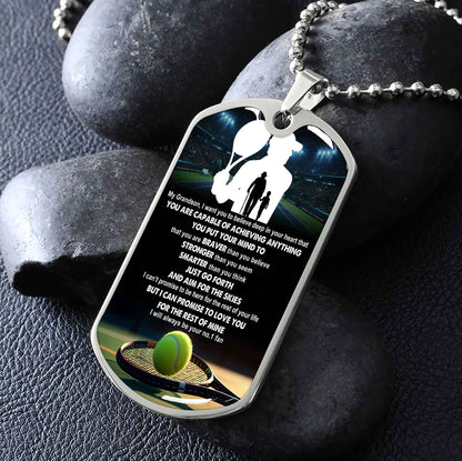 Sport Military Chain 18K Gold Plated Silver Plated To My Grandson From Grandpa Motivation Message I Will Always Be Your No 1 Fan