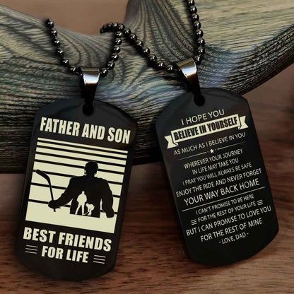 Sport Personalized Double Sided Dog Tag Father And Son Best Friend For Life - Never Forget Your Way Back Home