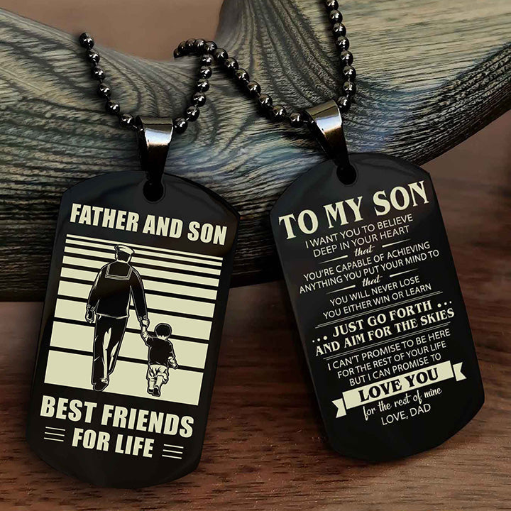DRB Double Sided Dog Tag Father And Son Best Friend For Life - Gift For Son Just Go Forth And Aim For The Skies
