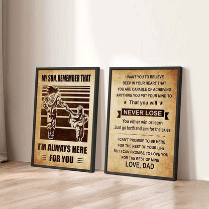 Combo 2 DRB Poster Canvas My Son Remember That - You Will Never Lose You Either Win Or Learn
