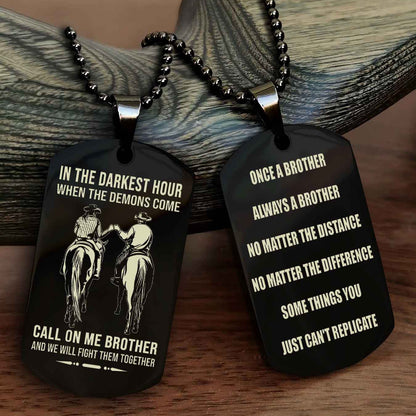 Customizable engraved dog tag double sided gift from brother Once A Brother Always A Brother