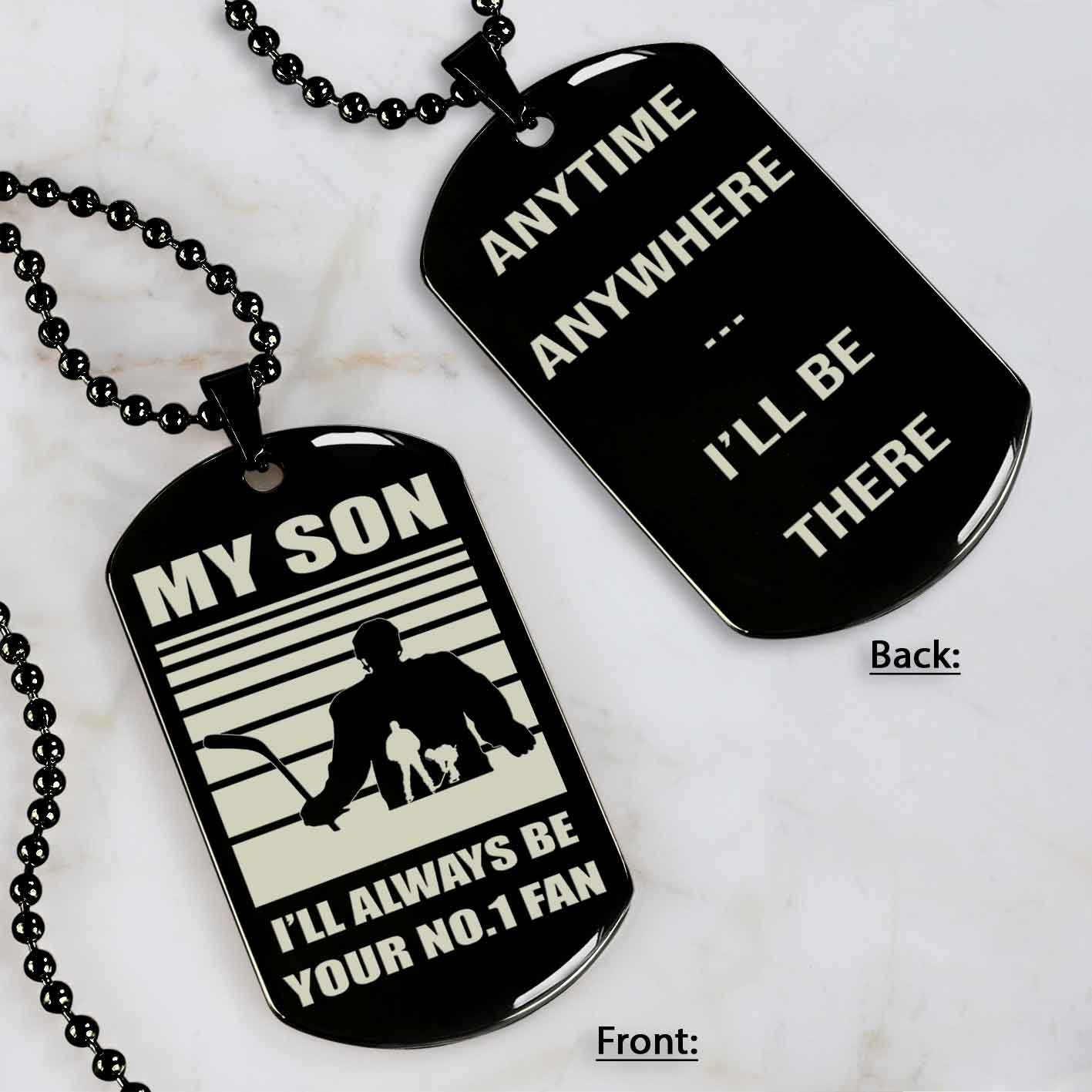 Sport Personalized Double Sided Dog Tag I Will Always Be Your No 1 Fan - Any Time Any Where I Will Be There Gift From Dad To Son