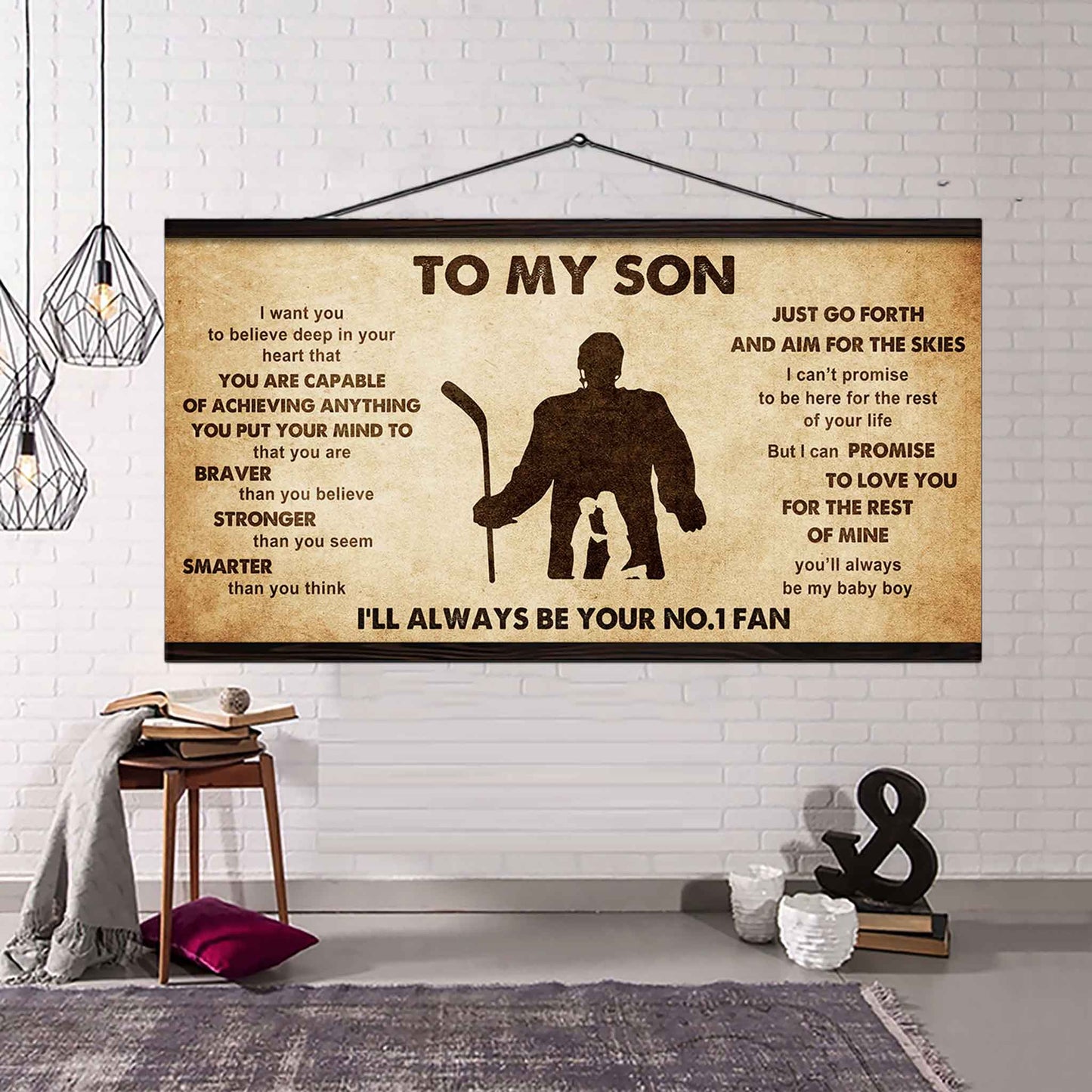 Personalized Sport Poster Canvas I'll Be Your No 1 Fan Mom To Son - That You Are Braver Than You Believe Just Go Forth