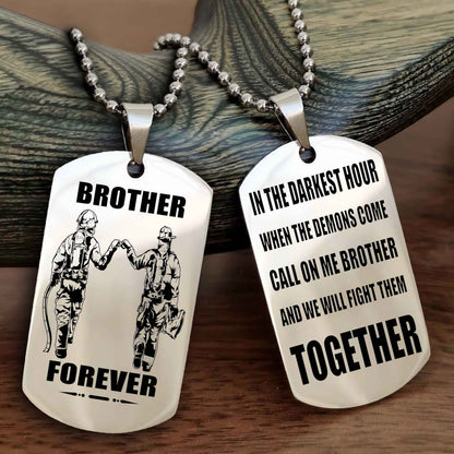 Cowboy Personalized Double Sided Dog Tag For My Brother - Call On Me Brother And We Will Fight Them Together Gift For Your Friend