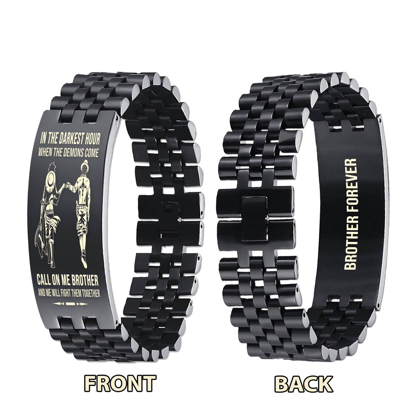 Knight templar brother Forever Customizable engraved brother bracelet double sided gift from brother, in the darkest hour, When the demons come call on me brother and we will fight them together
