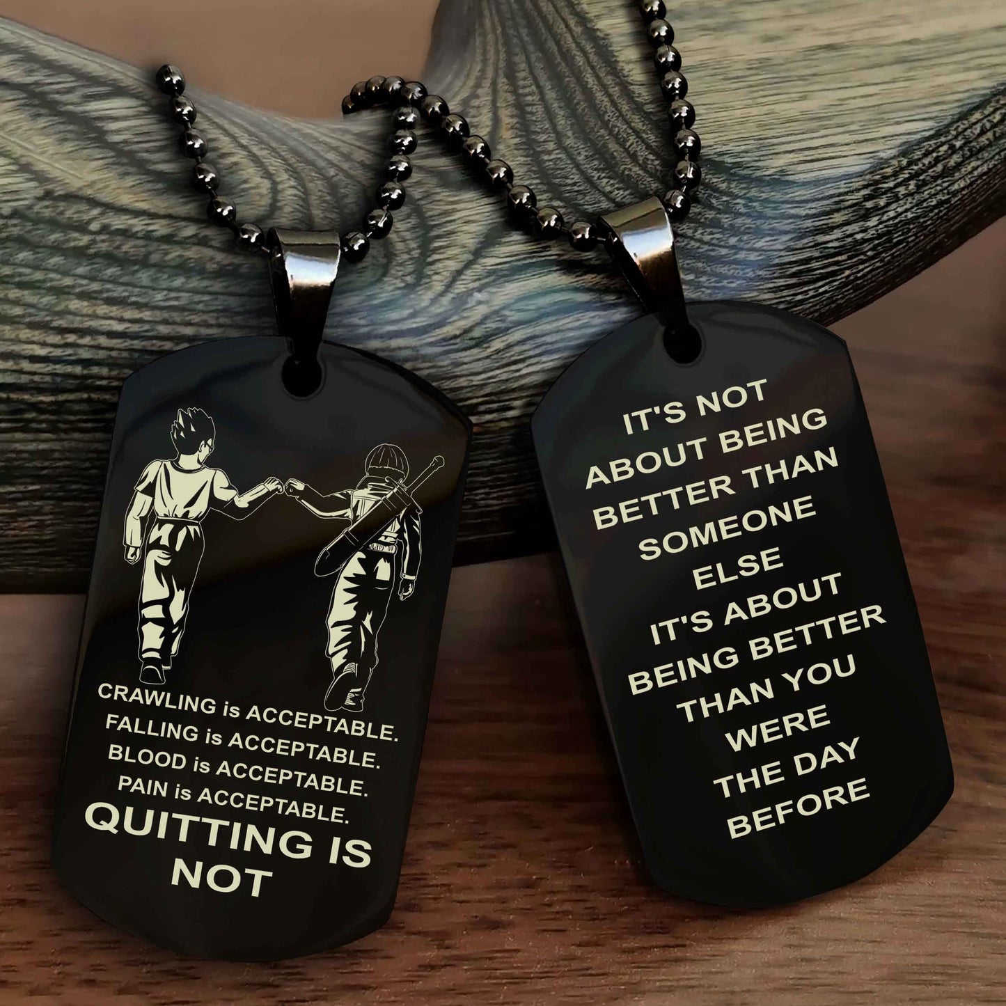 Spartan Double Sided Dog Tag Quiting Is Not It Is About Being Better Than You Were The Day Before