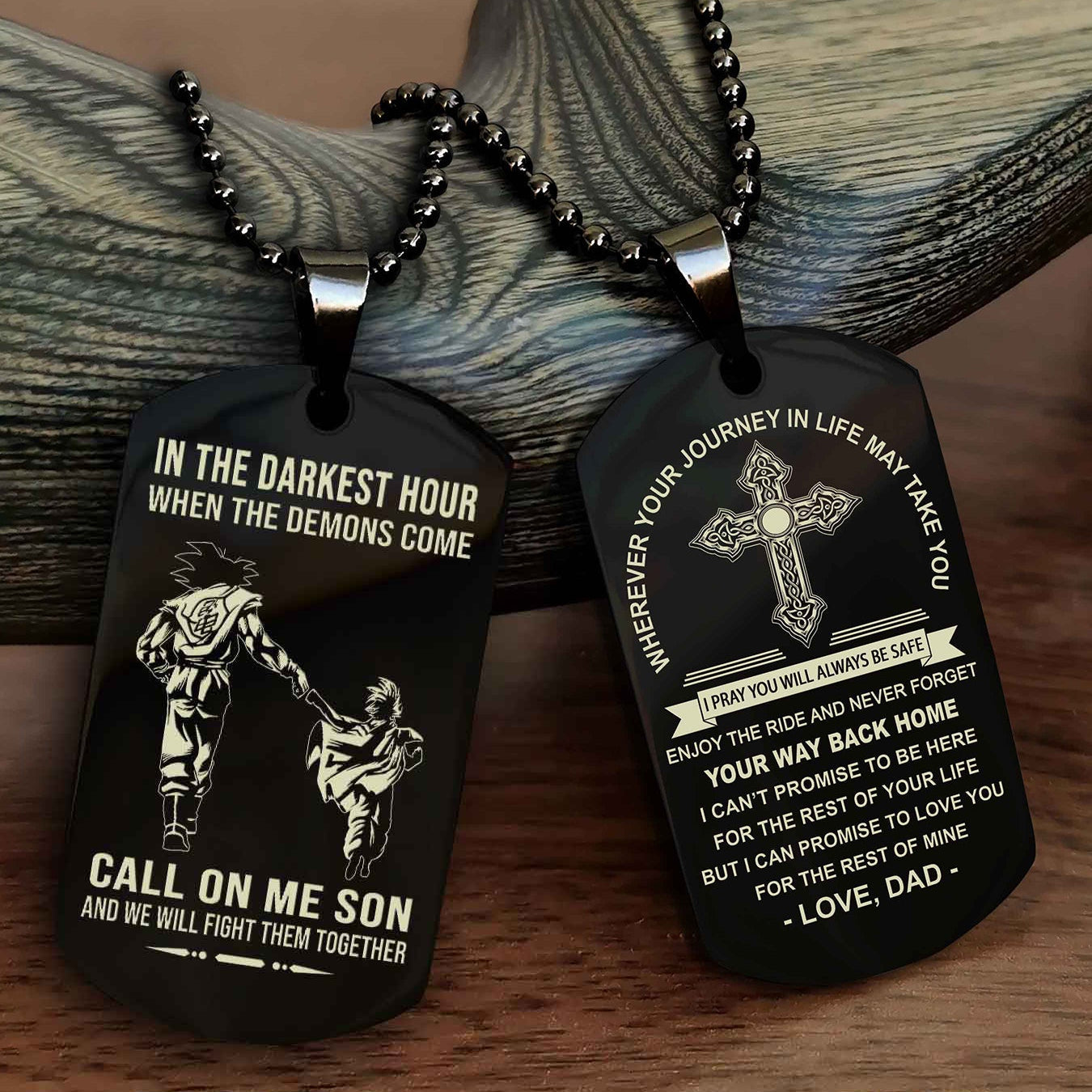 Knight Templar Double Sided Cross Dog Tag Call On Me Son - Gift For Son From Dad Your Way Back Home