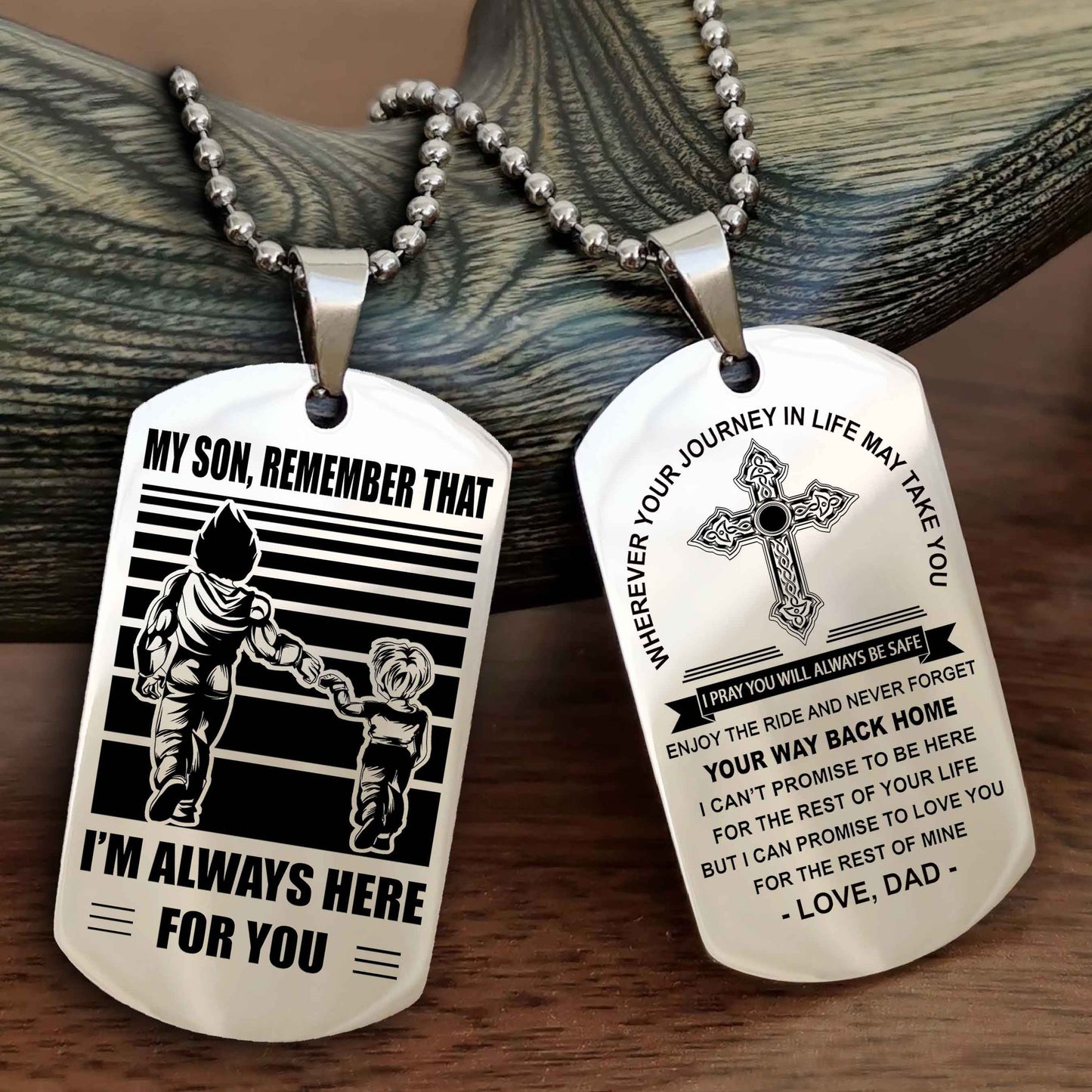 Samurai Cross Double Sided Dog Tag My Son Remember That - Gift For Son Enjoy The Ride Never Forget Your Way Back Home