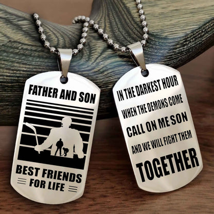 Sport Personalized Double Sided Dog Tag Father And Son Best Friend For Life - Call On Me Son