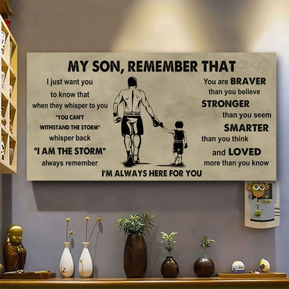 Personalized Sport Poster Canvas -  My Son Remember That Whisper Back I Am The Storm