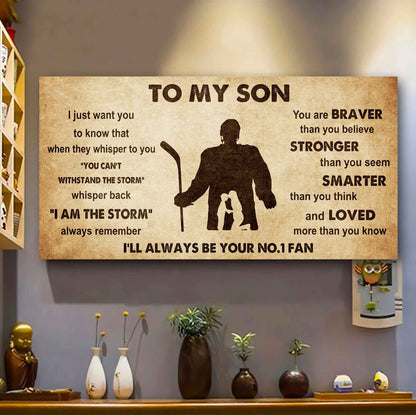 Personalized Sport Poster Canvas I'll Be Your No 1 Fan Mom To Son - Whisper Back I'm The Storm