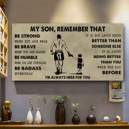 Personalized DRB Poster Canvas - My Son Remember That Be Strong When You Are Weak Be Badass Everyday