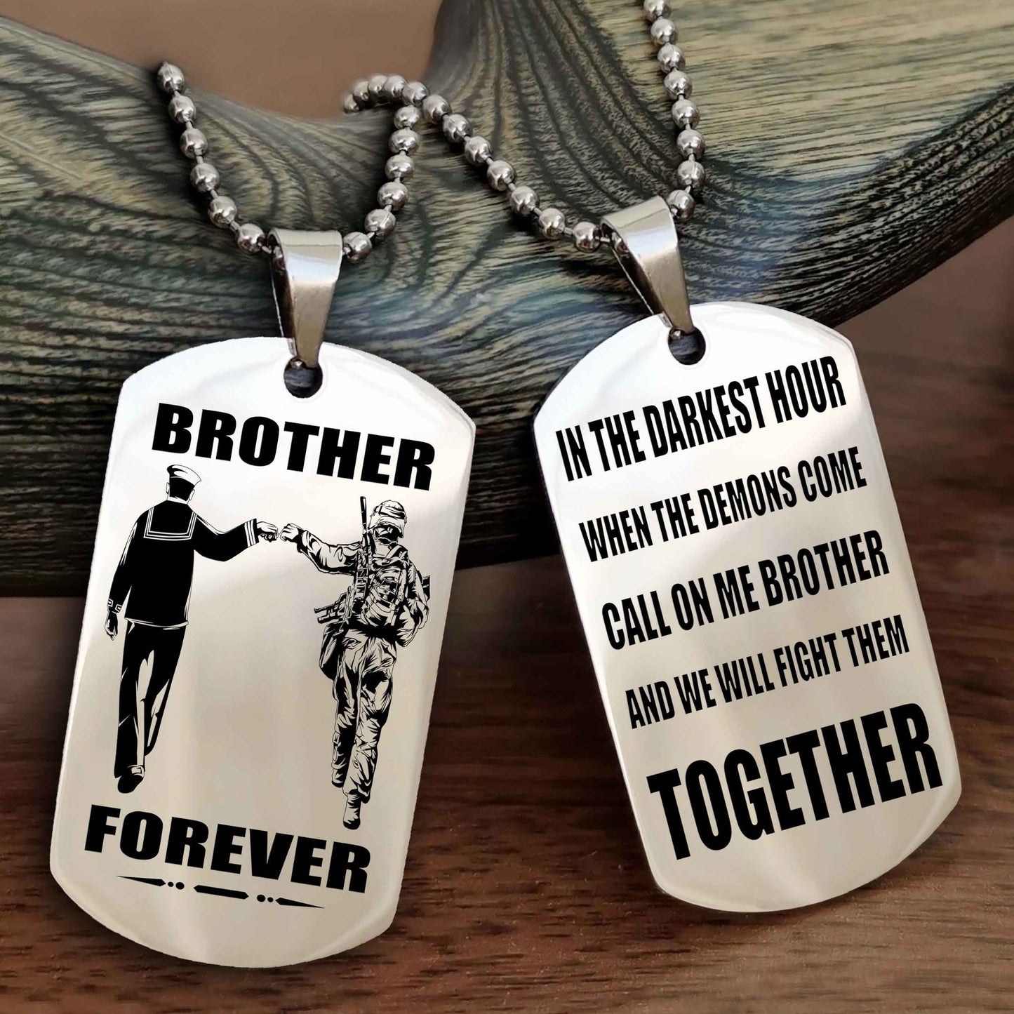 Soldier: Navy-Air Force Personalized Double Sided Dog Tag For My Brother - Call On Me Brother And We Will Fight Them Together Gift For Your Friend