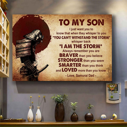 Samurai Poster Canvas Whisper Back I'm The Storm From Dad To Son Gift For Your Son