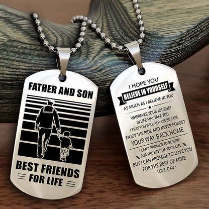 Samurai Personalized Double Sided Dog Tag Black To My Son I Love You - Enjoy The Ride And Never Forget Your Way Back Home From