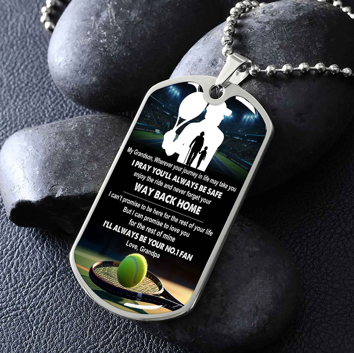 Sport Military Chain 18K Gold Plated Silver Plated To My Grandson From Grandpa Motivation Message I Will Always Be Your No 1 Fan