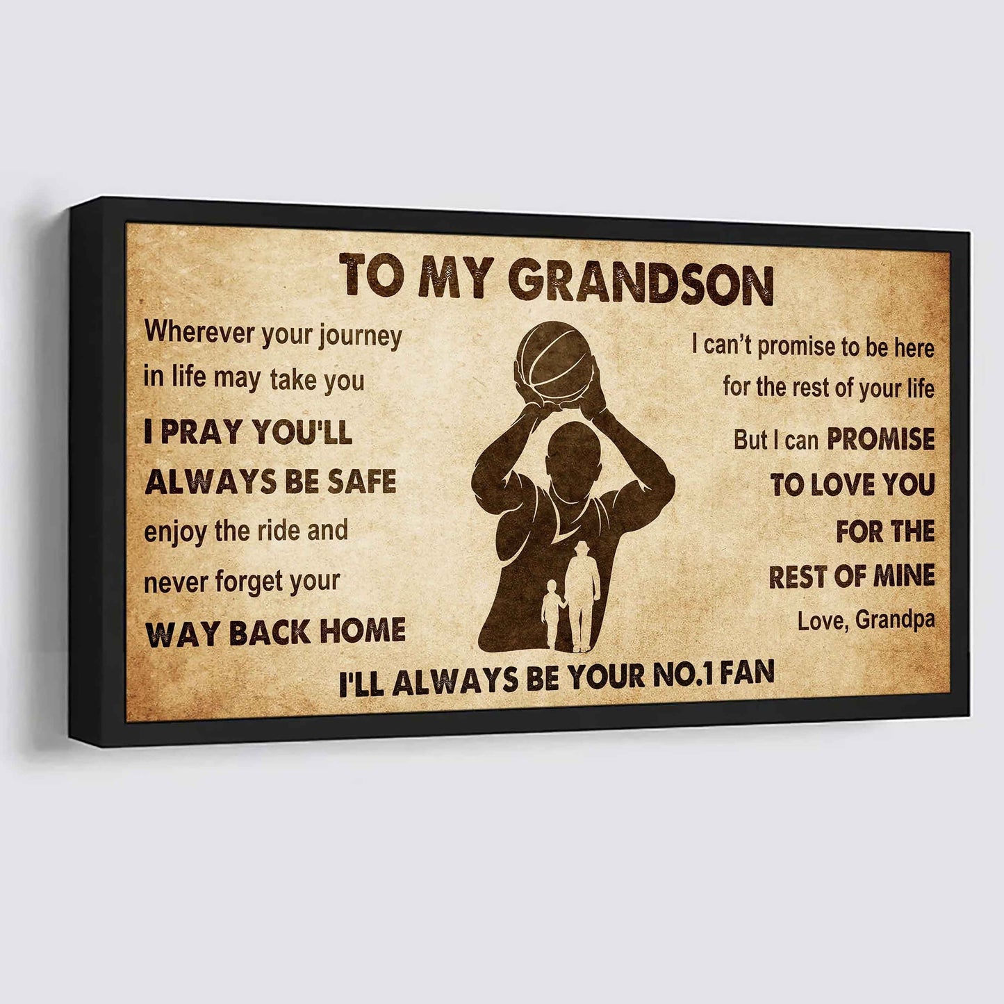 Personalized Sport  Baseball Poster Canvas I'll Be Your No 1 Fan Grandpa To Grandson - Never Forget Your Way Back Home