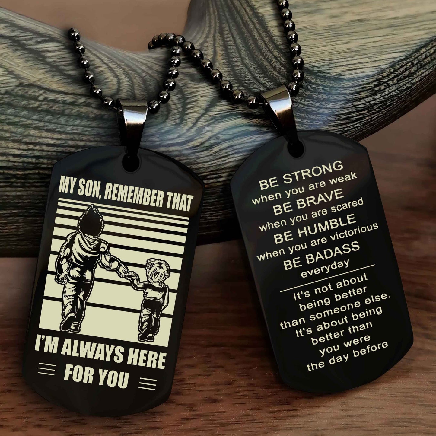 Biker Personalized Double Sided Dog Tag My Son  Remember That I Will Always Here Be Strong When You Are Weak Be Badass Everyday