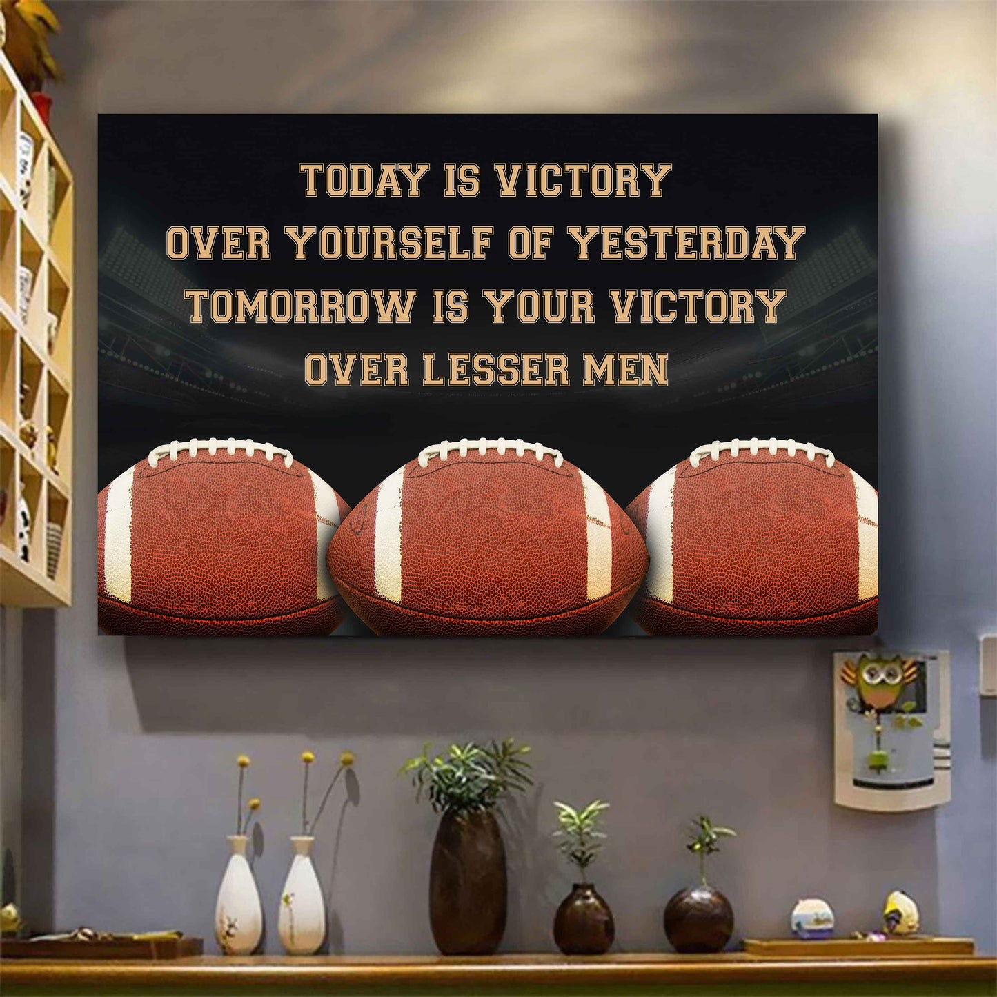 Sport Poster Canvas Today Is Victory Over Your Self Best Gift With Motivation Quotes