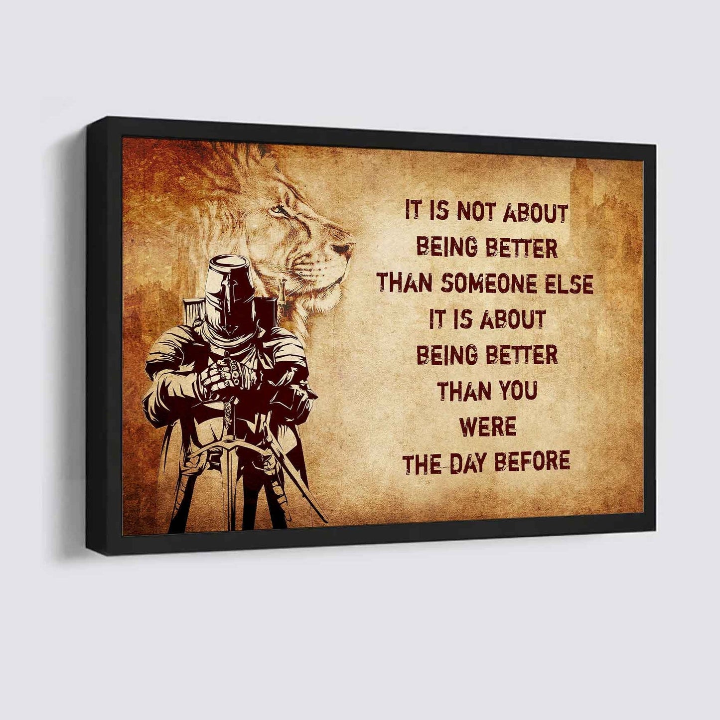 Samurai Poster Canvas It's Not About Being Better Than Someone Else Best Gifts Motivation Quotes