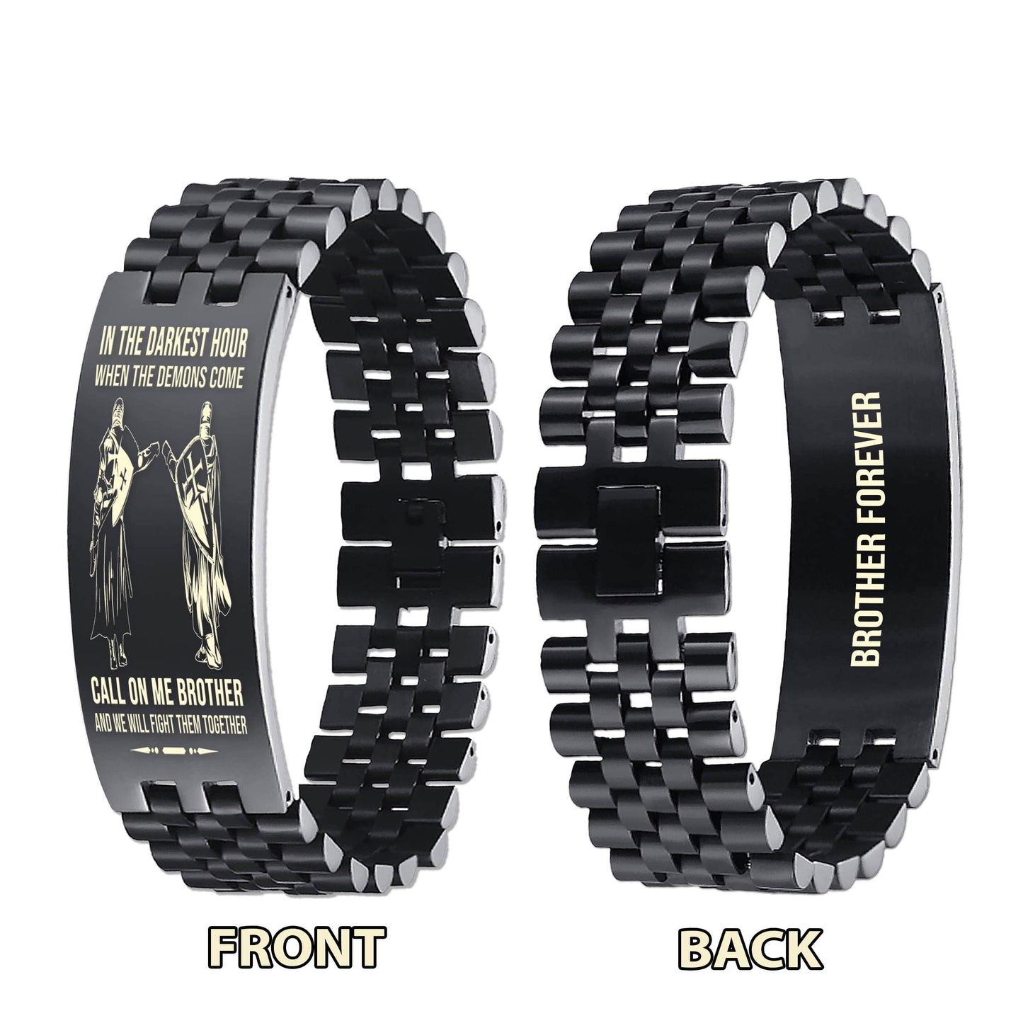 Sport bike brother Forever Customizable engraved brother bracelet double sided gift from brother, in the darkest hour, When the demons come call on me brother and we will fight them together