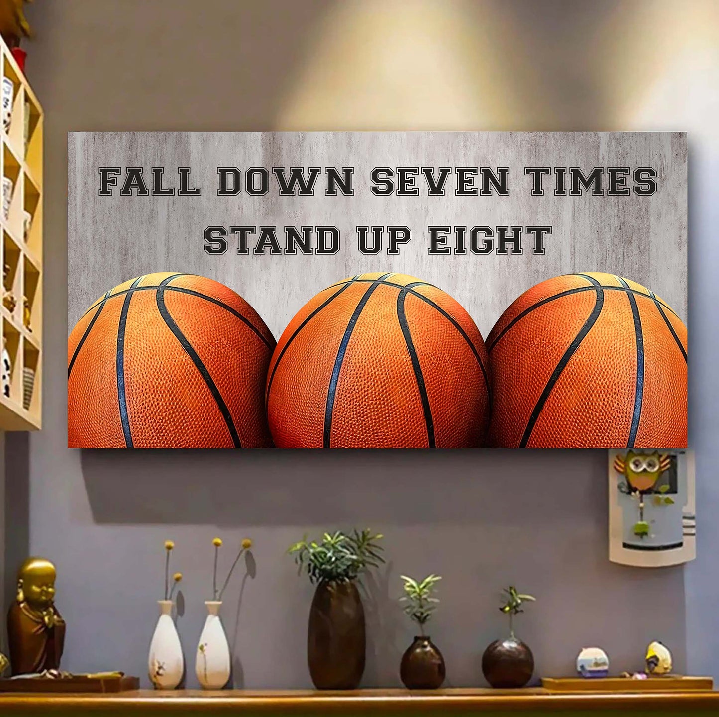 Tennis poster canvas fall down seven times stand up eight
