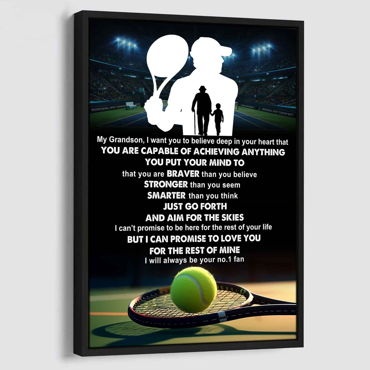 Baseball Poster Canvas Grandpa To Grandson - That You Are Braver Than You Believe You Are Capable Of I Will Always Your No 1 Fan