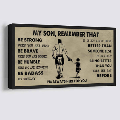 Personalized Sport Poster Canvas - My Son Remember That Be Strong When You Are Weak Be Badass Everyday