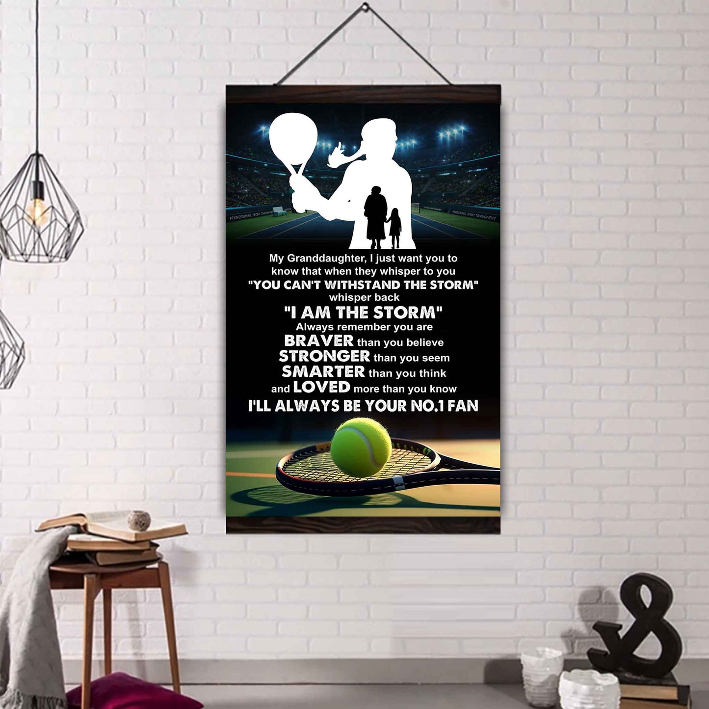 Baketball Poster Canvas Grandma To Granddaughter - Whisper Back I Am The Storm I Will Always Your No 1 Fan