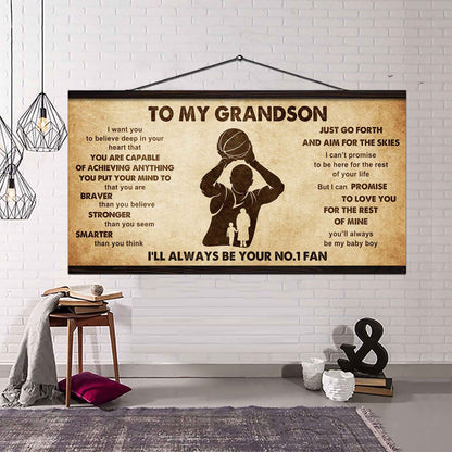 Personalized Sport Baseball Poster Canvas I'll Be Your No 1 Fan Grandma To Grandson - That You Are Braver Than You Believe Just Go Forth