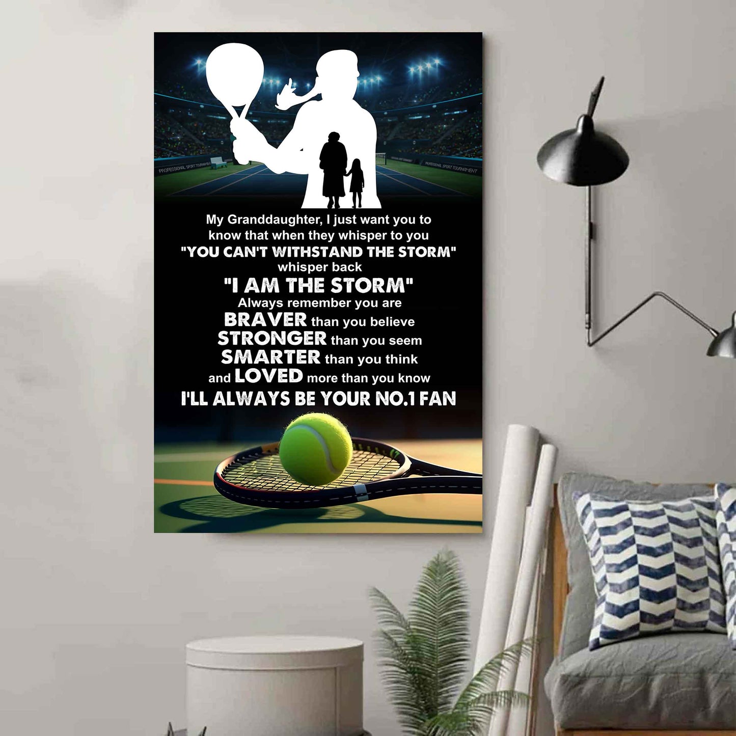 Baketball Poster Canvas Grandma To Granddaughter - Whisper Back I Am The Storm I Will Always Your No 1 Fan