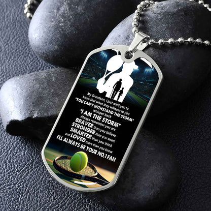 Sport Military Chain 18K Gold Plated Silver Plated To My Grandson From Grandpa Motivation Message I Will Always Be Your No 1 Fan