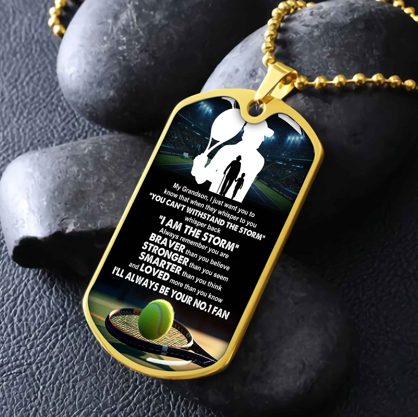 Sport Military Chain 18K Gold Plated Silver Plated To My Grandson From Grandpa Motivation Message I Will Always Be Your No 1 Fan