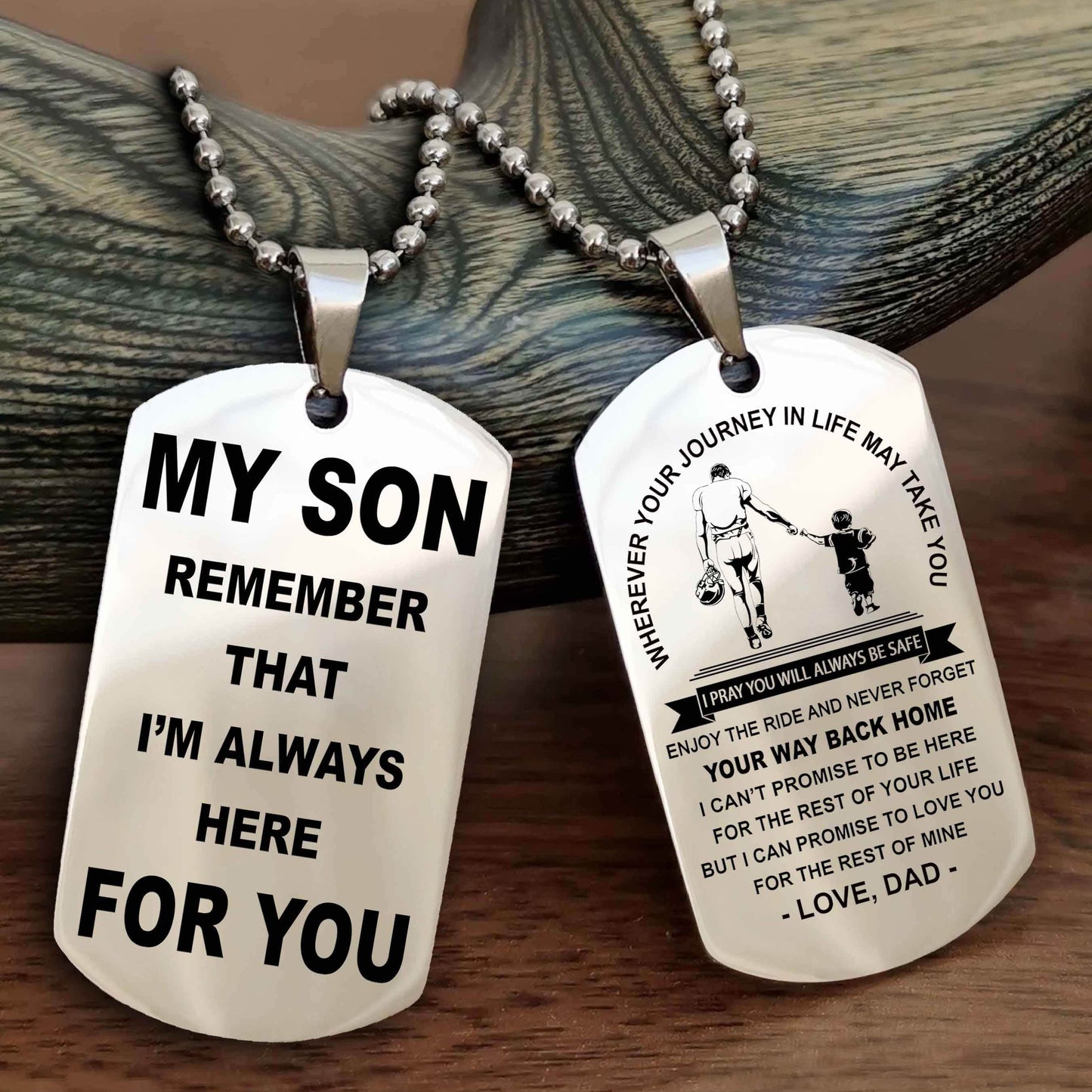 Samurai Double Sided Dog Tag My Son Remember That I'm Always Here For You - Enjoy The Ride And Never Forget Your Way Back Home