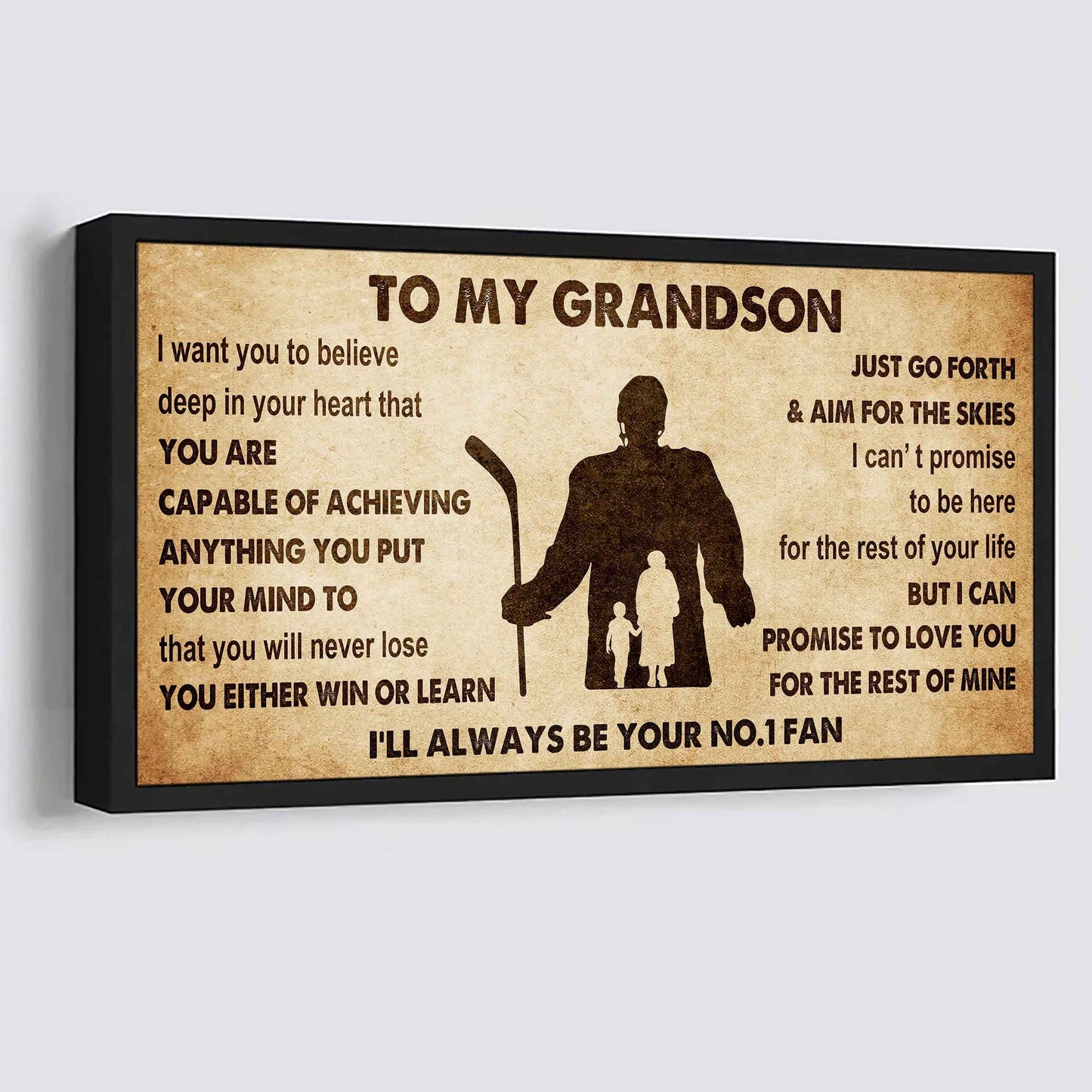 Personalized Sport Baseball Poster Canvas I'll Be Your No 1 Fan Grandma To Grandson - You Will Never Lose You Either Win Or Learn