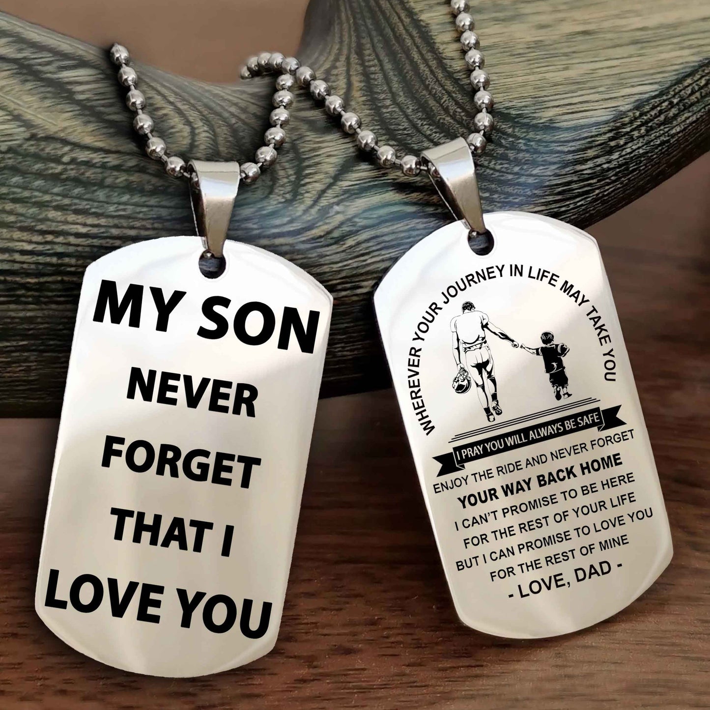 Samurai Double Sided Dog Tag To My Son Never Forget That I Love You - Gift For Son Never Forget Your Way Back Home