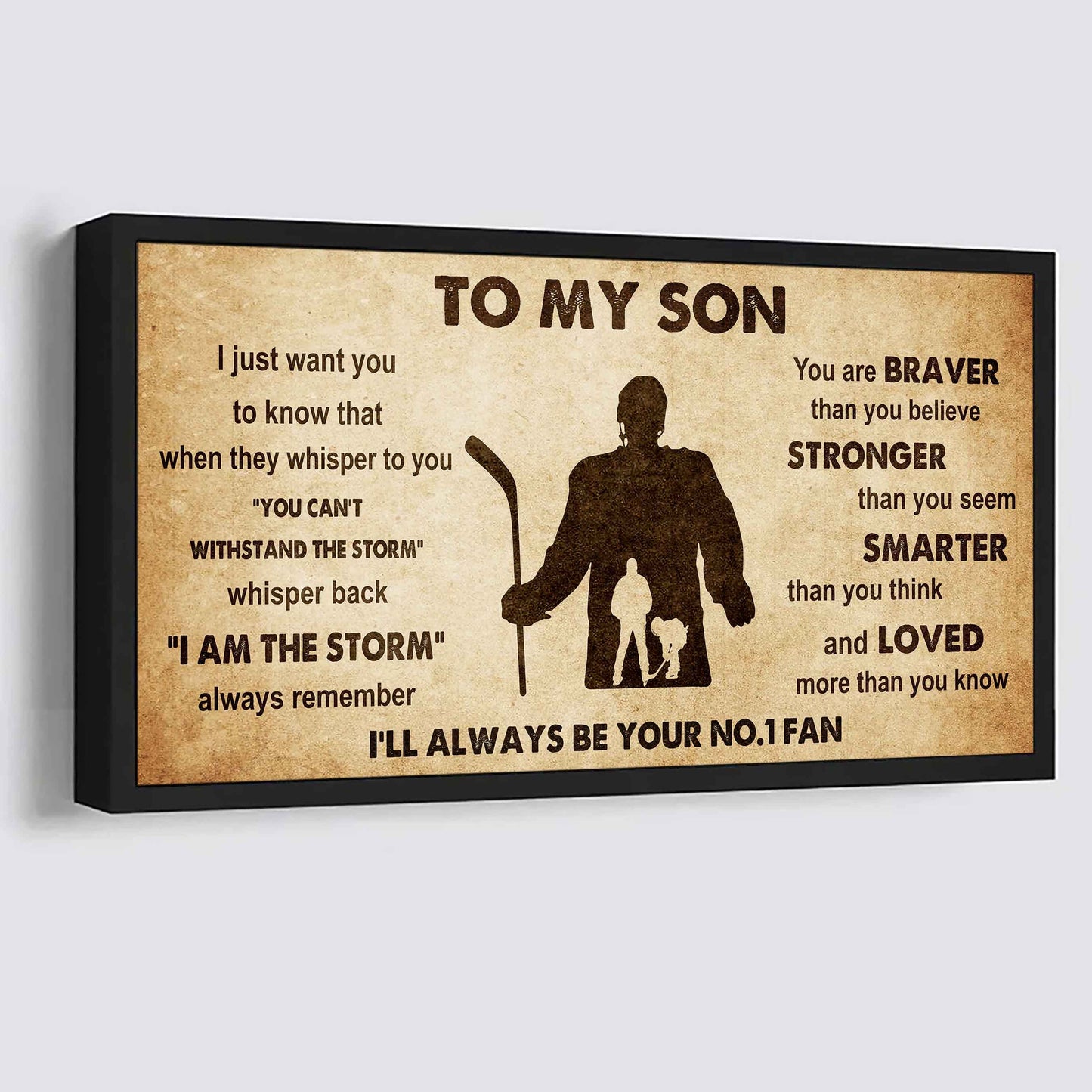 Personalized Sport Poster Canvas I'll Be Your No 1 Fan Dad To Son - Whisper Back I'm The Storm
