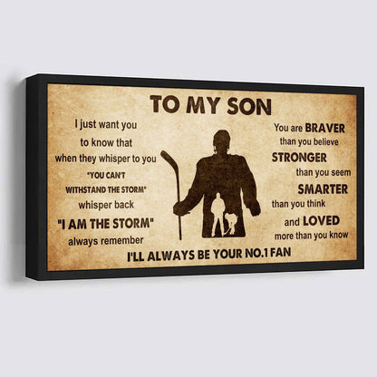 Personalized Sport Poster Canvas I'll Be Your No 1 Fan Dad To Son - Whisper Back I'm The Storm