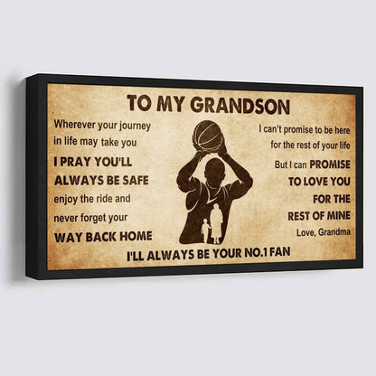 Personalized Sport Poster Canvas I'll Be Your No 1 Fan Grandma To Grandson - Never Forget Your Way Back Home
