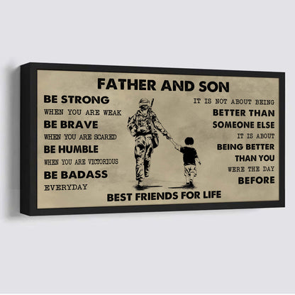 Ver 2 Family Father And Son Best Friends For Life - Be Strong When You Are Weak Poster Canvas Gift For Son From Father
