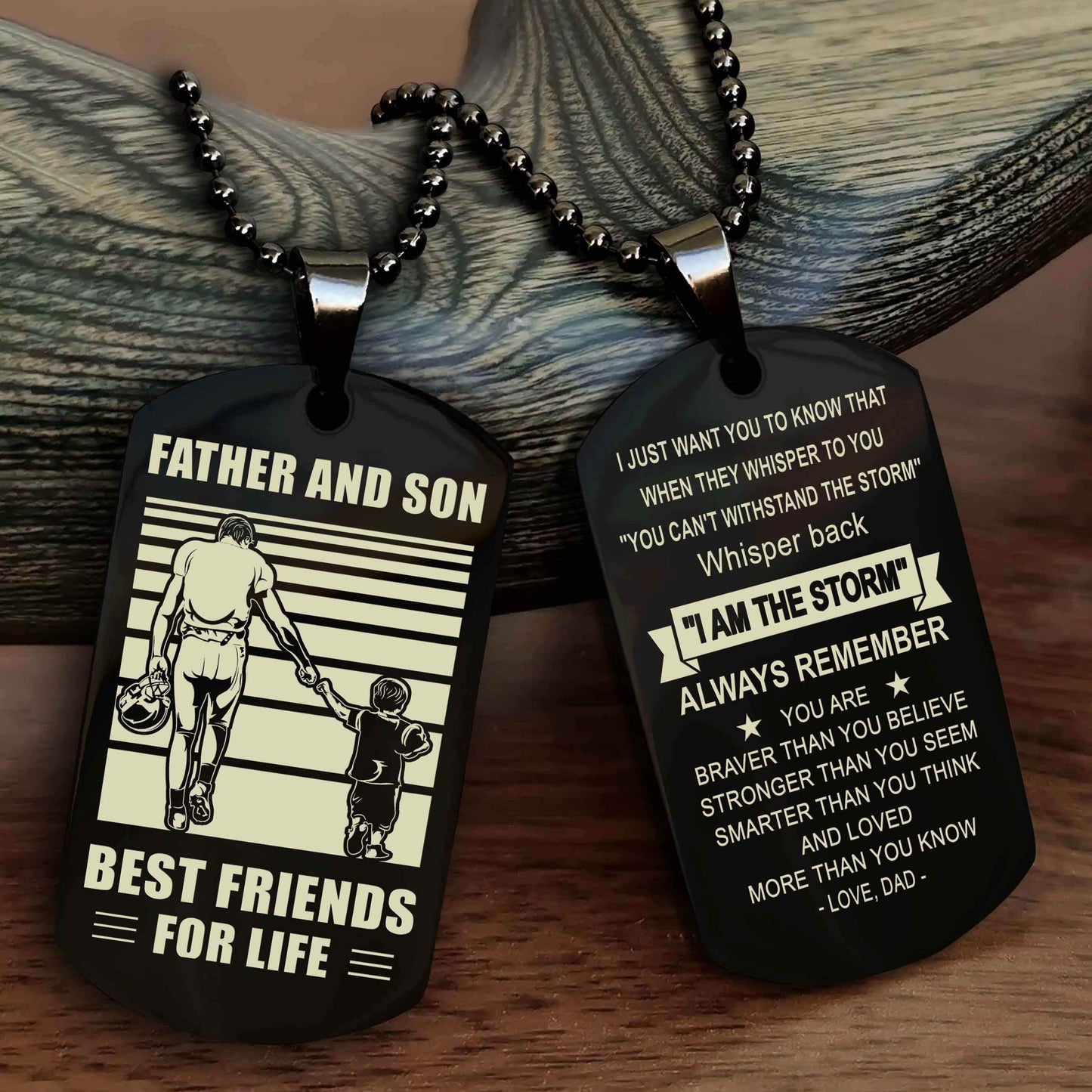 Cowboy Personalized Double Sided Dog Tag To My Son I Love You - Whisper Back I'm The Storm