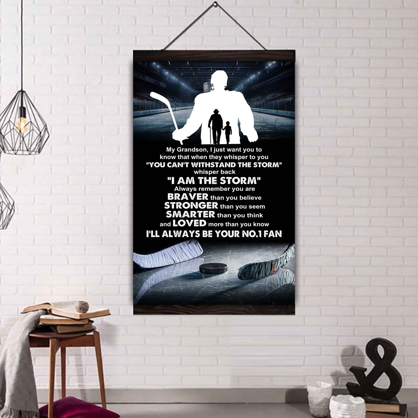 Soccer Poster Canvas Granpa To Grandson - Whisper Back I Am The Storm I Will Always Your No 1 Fan