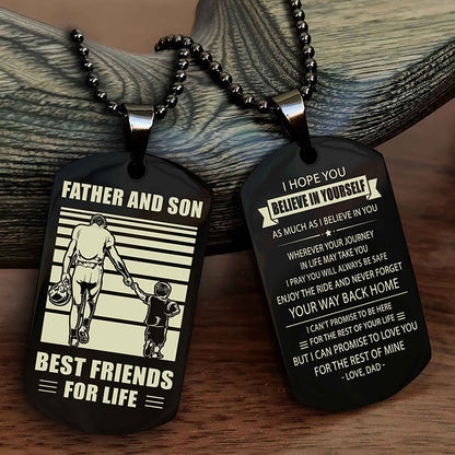 Viking Personalized Double Sided Dog Tag Silver To My Son I Love You - Enjoy The Ride And Never Forget Your Way Back Home From