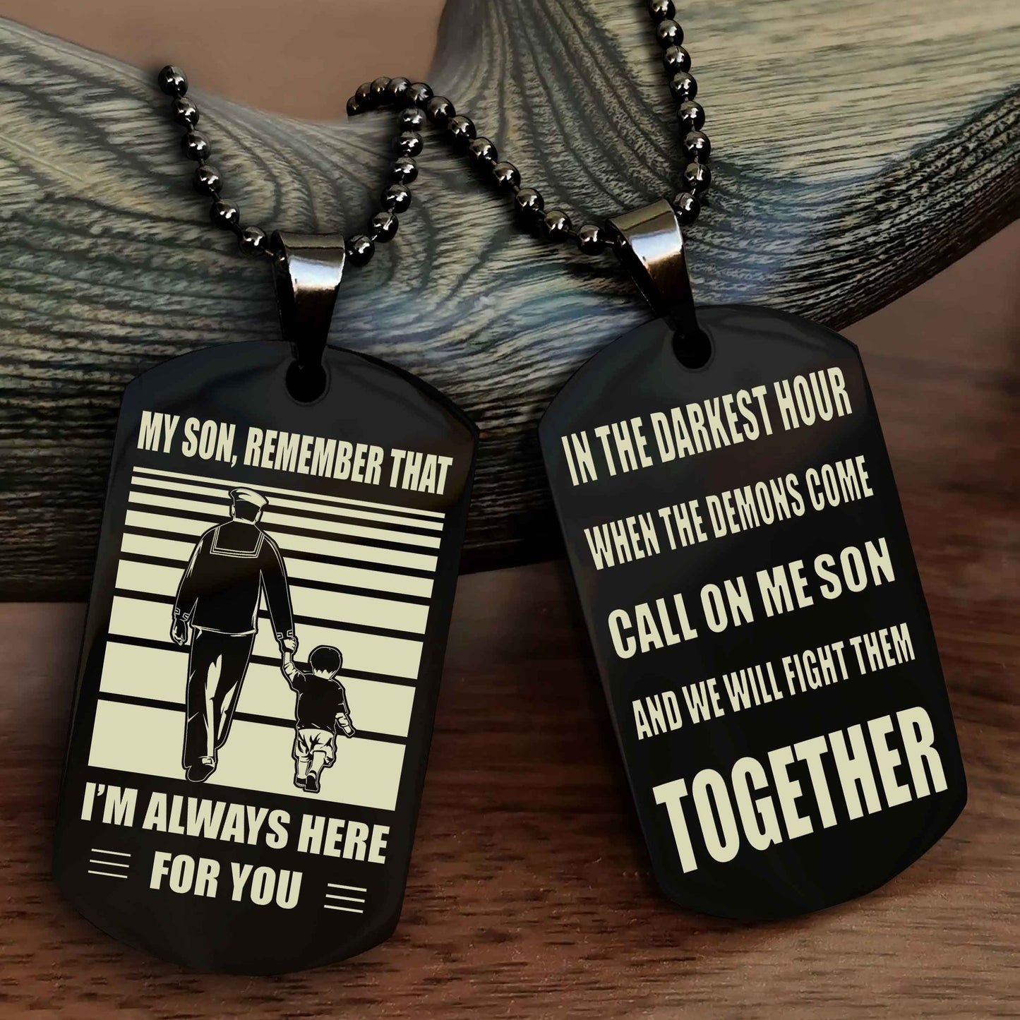 Samurai Personalized Double Sided Dog Tag My Son Remember That I Will Always Here Call On Me Son And We Will Fight Them Together