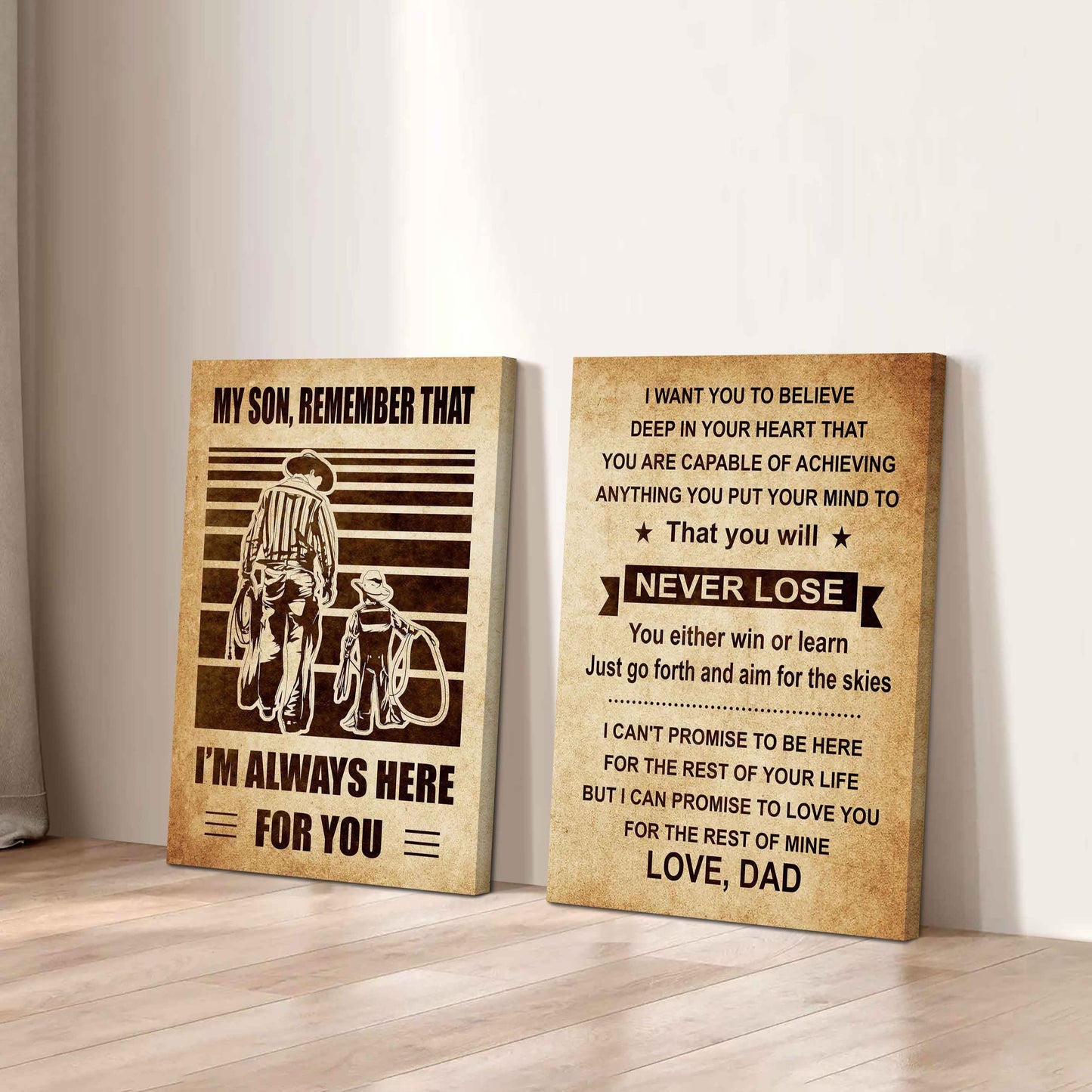 Combo 2 Sport Poster Canvas My Son Remember That - You Will Never Lose You Either Win Or Learn