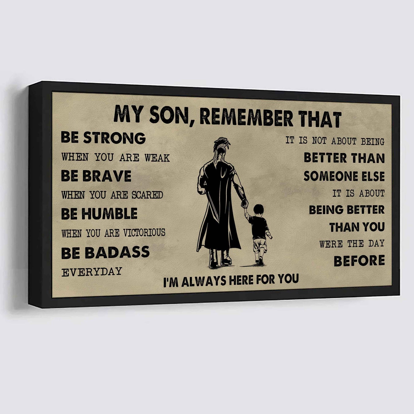Personalized DRB Poster Canvas - My Son Remember That Be Strong When You Are Weak Be Badass Everyday