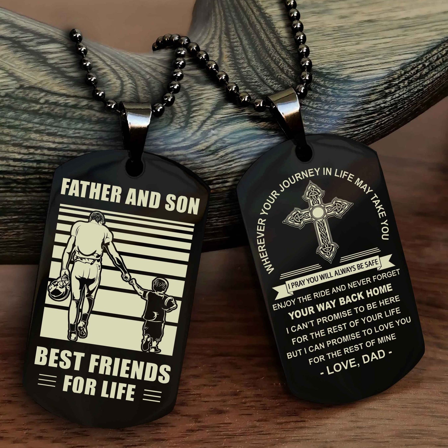 Knight Templar Cross Double Sided Dog Tag Father And Son Best Friend For Life - Gift For Son Never Forget Your Way Back Home